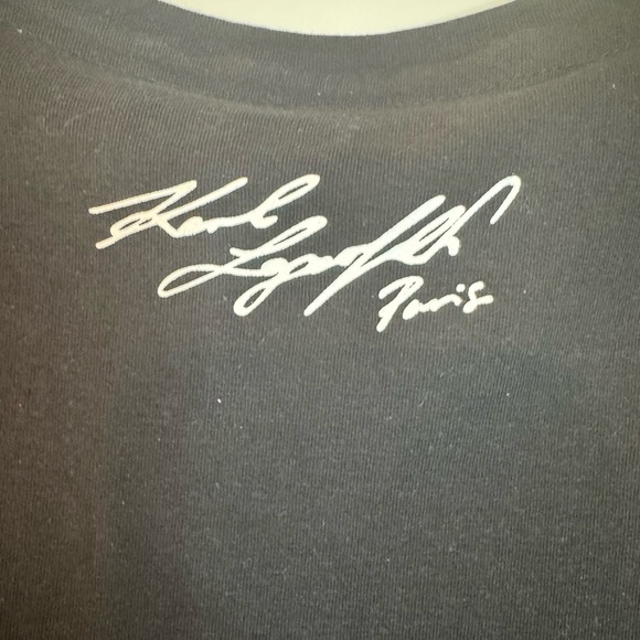 Karl Lagerfeld Black & White Graphic T-Shirt | Size Small - Picture 4 of 8